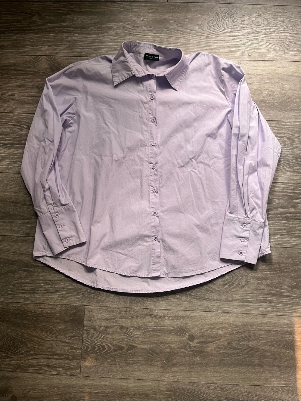 White Fox Lavender Oversized Black Long Sleeve Cotton Button Down Preppy S/M